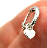 Sterling Silver Hoop Huggies 925 Full Solid Earrings Heart Charms*Free post