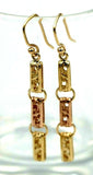 Two Tone 9ct Rose & Yellow Gold Long Engraved Belcher Rings Links Earrings Hooks