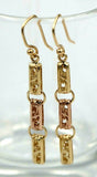 Two Tone 9ct Rose & Yellow Gold Long Engraved Belcher Rings Links Earrings Hooks