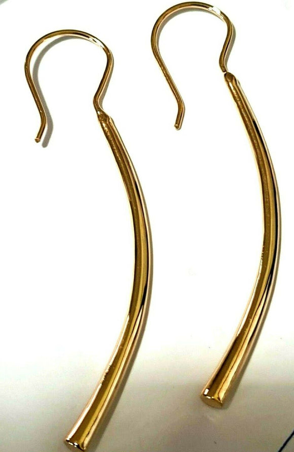 Genuine New 9ct 9K Yellow, Rose or White Gold Solid Long Curved Linear Earrings