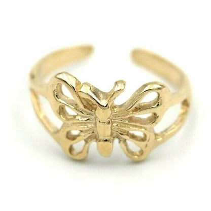 Kaedesigns Genuine Solid 9ct Yellow, Rose or White Gold Small Butterfly Toe Ring