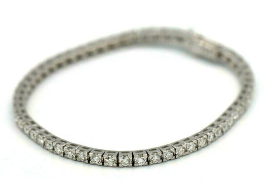 Genuine 18k White Gold 4CT G-H/S1 Natural Round Diamond 18cm Women's Tennis Bracelet