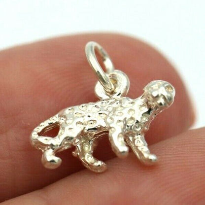 Genuine New Sterling Silver Solid Leopard Cat Pendant or Charm