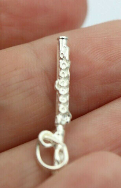 Genuine New Sterling Silver 925 Solid Flute Pendant or Charm