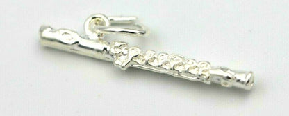 Genuine New Sterling Silver Solid Flute Pendant or Charm