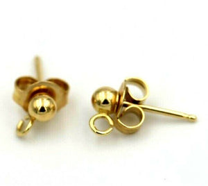 Genuine 14ct or 18ct Yellow Gold 3mm Stud Ball with hooks Earrings