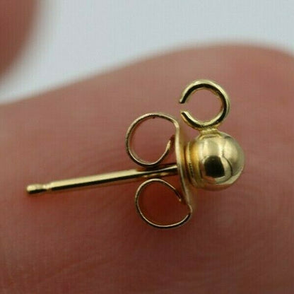 Genuine 14ct or 18ct Yellow Gold 3mm Stud Ball with hooks Earrings