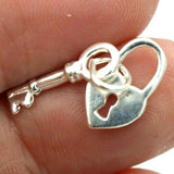 Genuine Small Sterling Silver 925 or 9ct Yellow Gold 14mm x 8mm Heart Padlock & Key