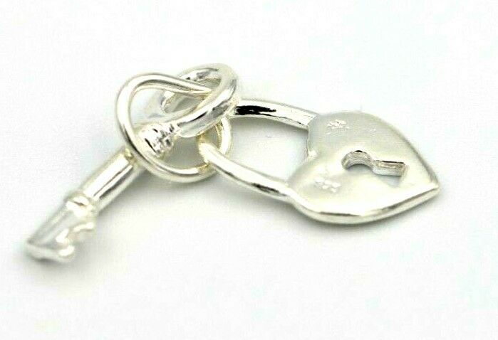 Genuine Small Sterling Silver 925 or 9ct Yellow Gold 14mm x 8mm Heart Padlock & Key