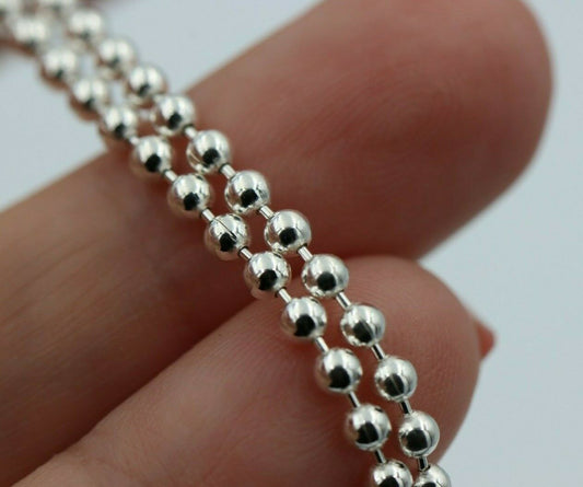 Genuine Sterling Silver 925 Ball Chain Necklace 2.5mm wide balls - choose your length