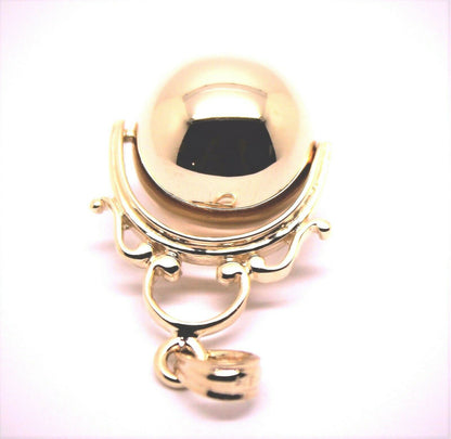 Kaedesigns New 9ct Solid Yellow, Rose or White Gold Euro 14mm Ball Spinner Pendant