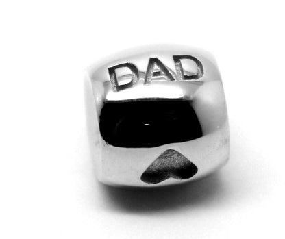 Kaedesigns,Genuine 9ct Yellow Or Rose Or White Gold Or Silver Dad Bead Charm