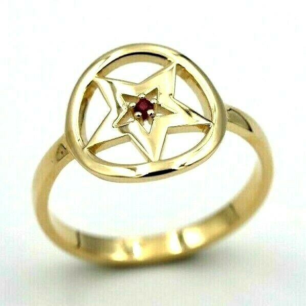 Kaedesigns New Solid Genuine Ruby Set 9ct 375 Yellow, Rose & White Gold Star Circle Dress Ring, Size O to T