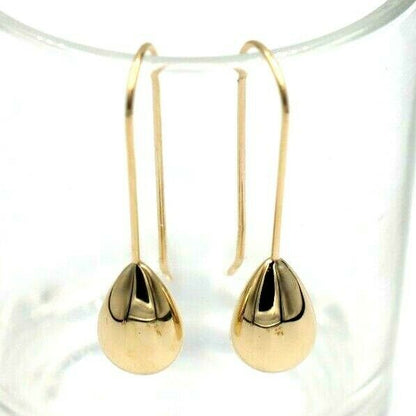 Genuine New 9ct 9K Yellow, Rose or White Gold Large Teardrop Tear Drop Long Hook Earrings