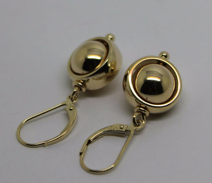 Heavy 9ct Yellow, Rose or White Gold Continental Hooks 10mm Ball Spinning Belcher Earrings