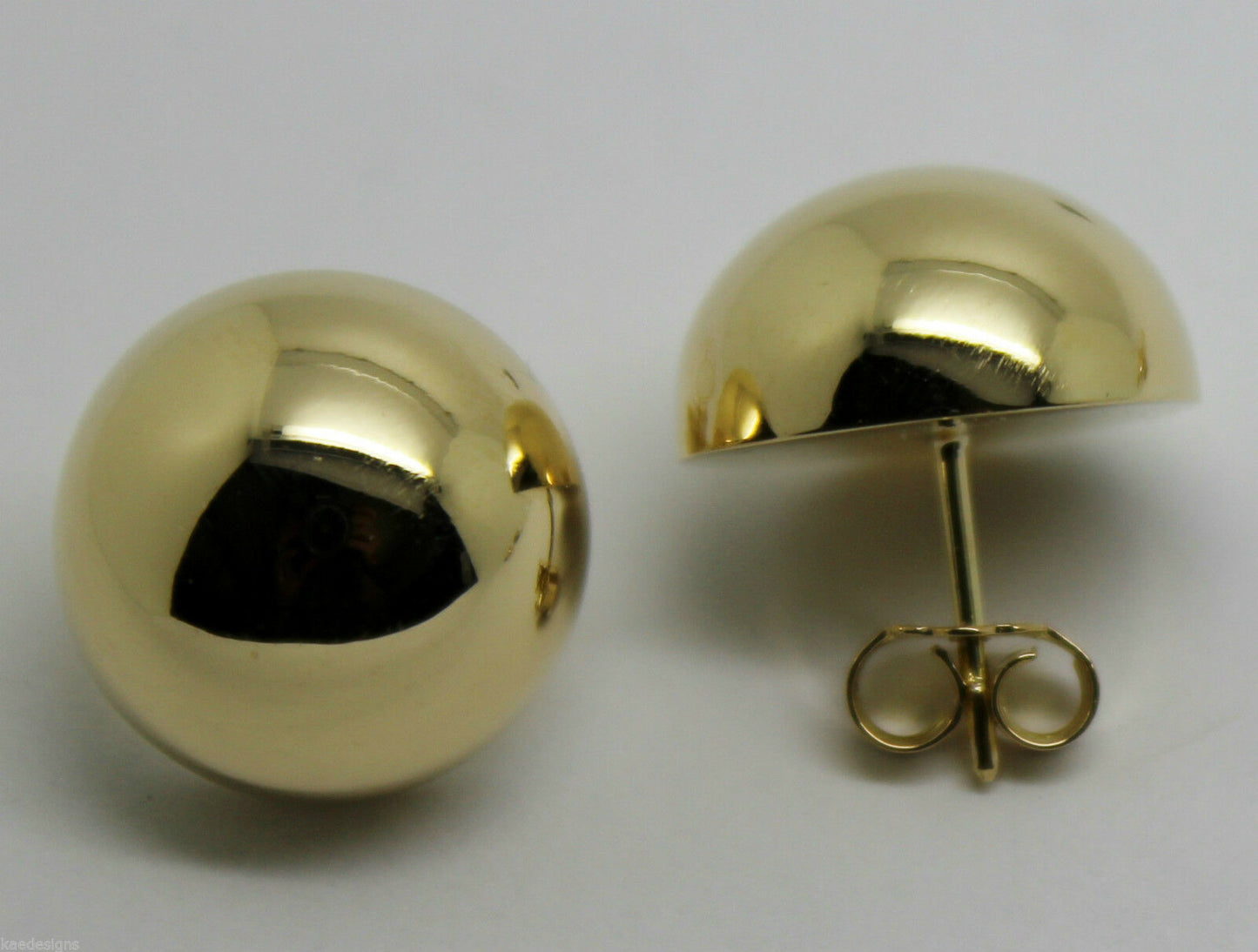 Kaedesigns, 9ct 9k Yellow Or White Or Rose Gold 375 16mm Half Ball Stud Earrings