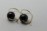 Genuine New 9ct 9kt Yellow, Rose or White Gold 10mm Black Pearl Hook Earrings