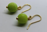 9ct Yellow Gold 10mm Agate Lime Faceted Ball Earrings*Free Express Postage In Oz