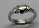9ct 9k Small Solid White Gold Heart Signet Ring *Free Express Post In Oz