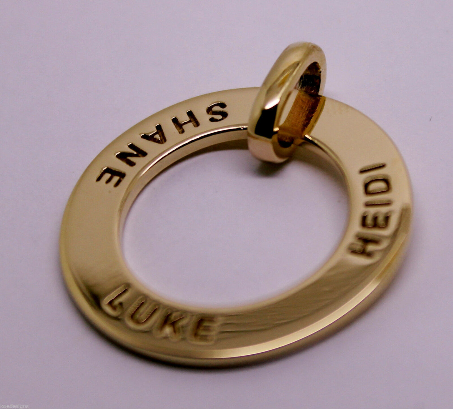 Genuine Solid 9ct Yellow, Rose or White  Gold / 375, Personalized & Engravable Circle Pendant