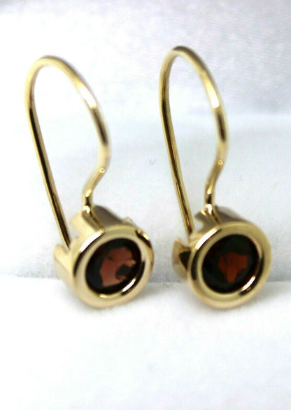 Genuine 9ct Yellow Gold Red Stone Solitaire Earrings