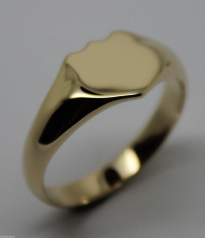 Genuine Heavy 375 Solid 9ct 9k White Or Rose Or Yellow Gold Shield Signet Ring