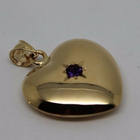 Kaedesigns Genuine New 9ct Medium Bubble Yellow Gold Amethyst Heart Pendant