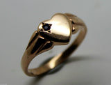 Genuine 9ct Heart Rose Gold Blue Sapphire Shield Signet Ring