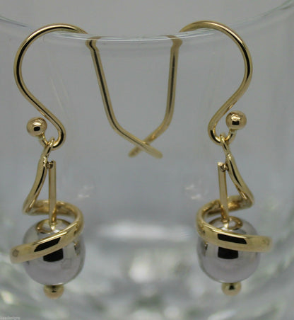 Kaedesigns New 9ct 9k Yellow & White Gold 8mm Swirl Ball Earrings