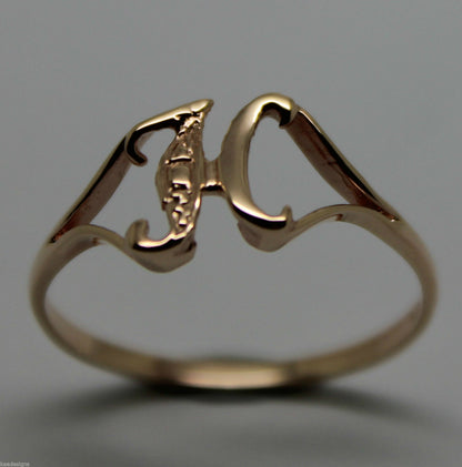 Kaedesigns, Genuine, Solid Yellow Or Rose Or White Gold 375 Initial Ring H