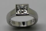 Genuine 9ct 375 Solid White Gold Heavy Solid Princess Cut Engagement Ring