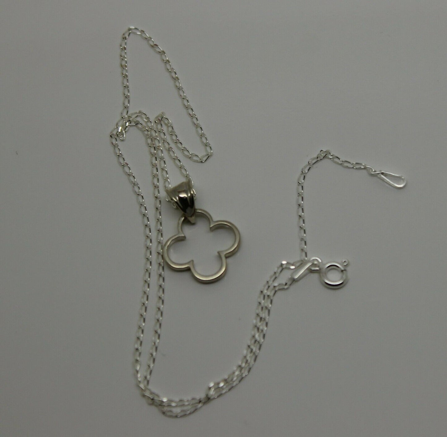 Sterling Silver 925 40cm Necklace & Small Four Leaf Clover Pendant + Chain