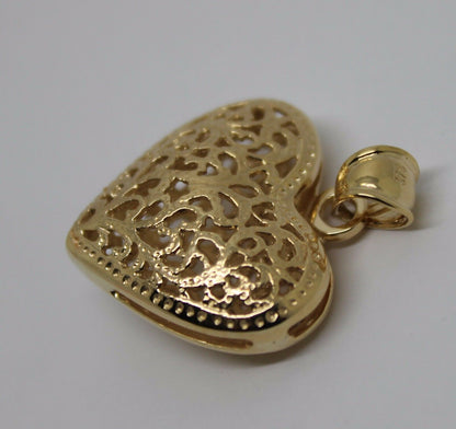 Kaedesigns New Genuine Heavy 9ct Yellow, Rose or White Gold Medium to Large Filigree Heart Pendant