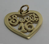 Kaedesigns Genuine 9ct Yellow or Rose or White Gold or Silver Sweet 16 Pendant