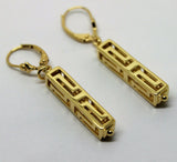 Kaedesigns, Genuine 18ct 750 Yellow, Rose or White Gold Greek Key Continental Hook Earrings