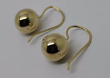Kaedesigns New Genuine 9ct Yellow, Rose or White Gold 12mm Euro Ball Drop Earrings