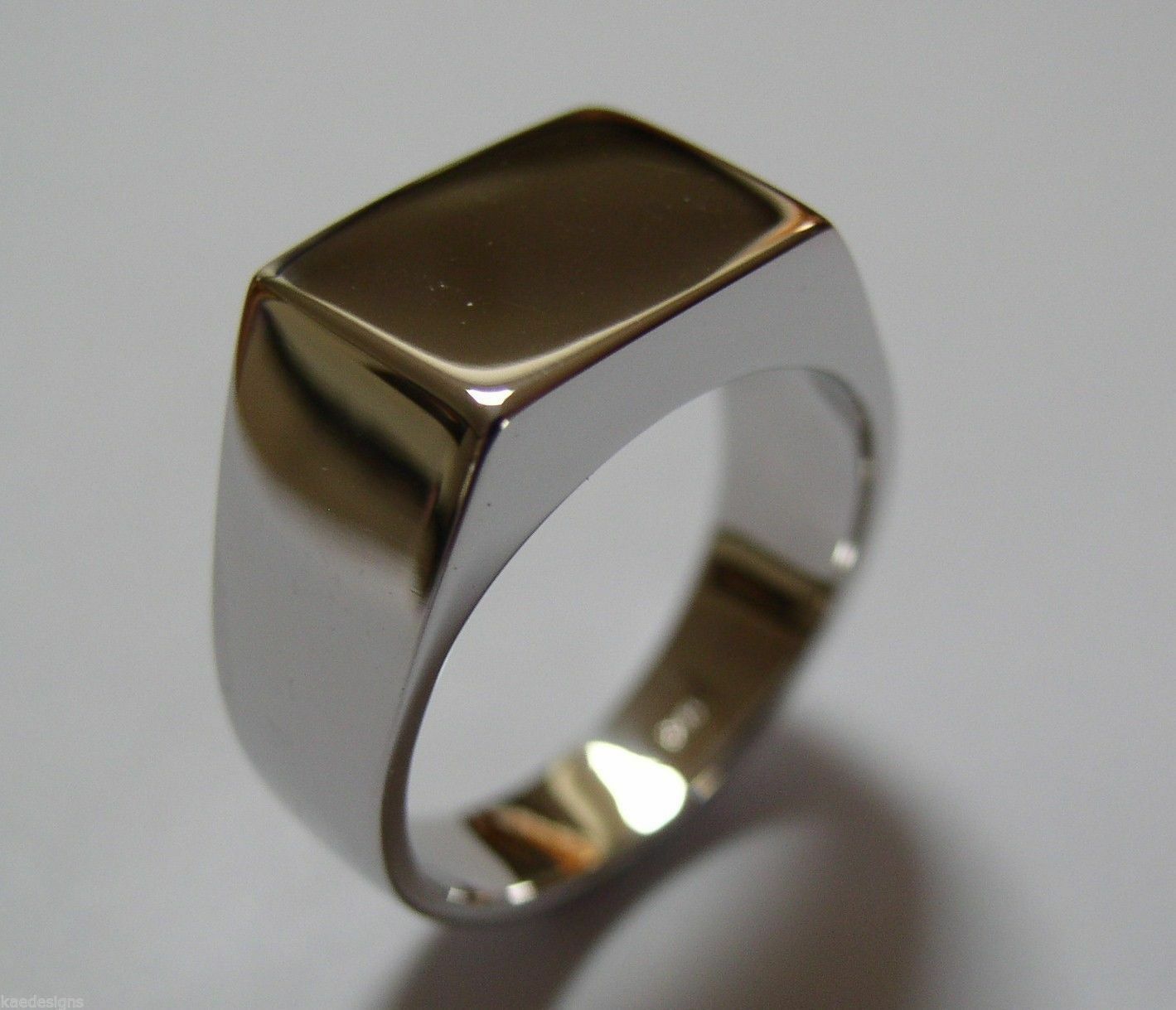 Genuine Heavy Solid 9ct White Or Rose Or Yellow Gold Rectangular Men Signet Ring