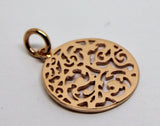 Genuine Solid 9ct 9kt Yellow, White Or Rose Gold Round Filigree Pendant