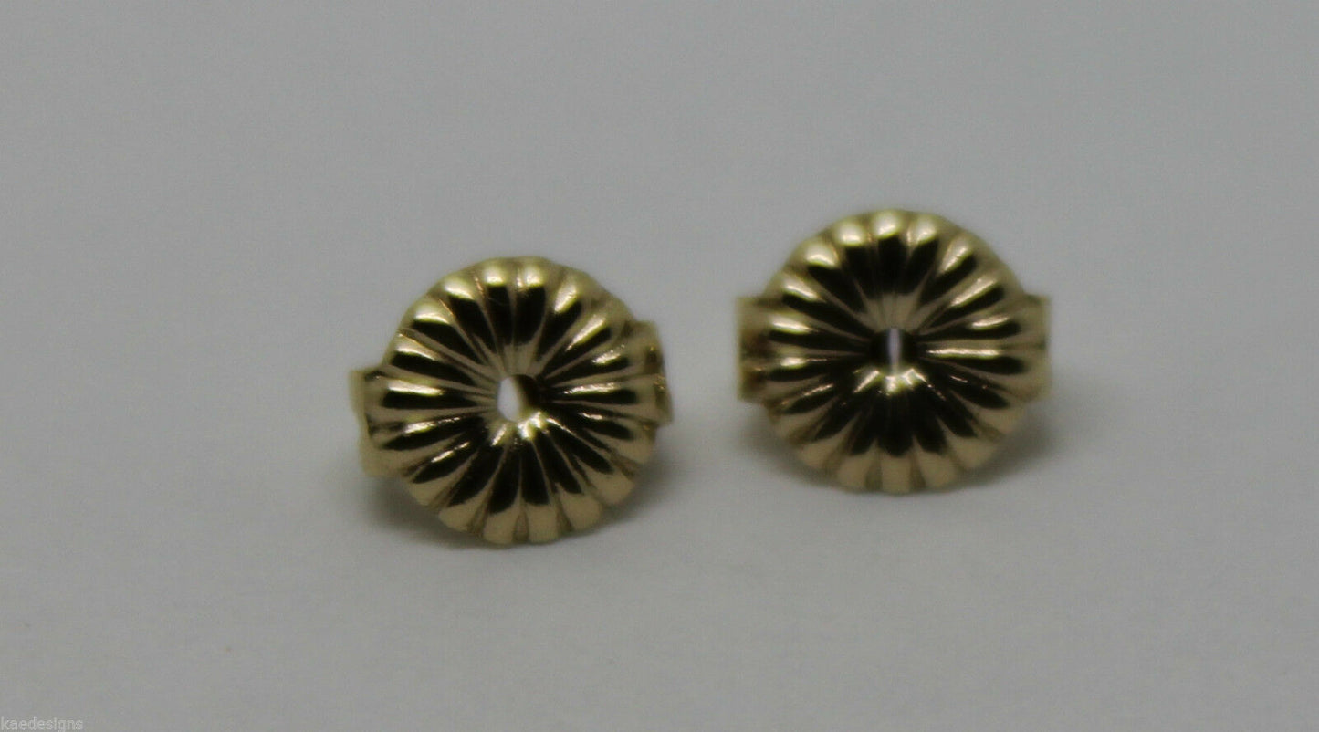 Kaedesigns,9ct Yellow Or White Gold Flower Earring Butterfly Backs 5.5mm Or 9mm