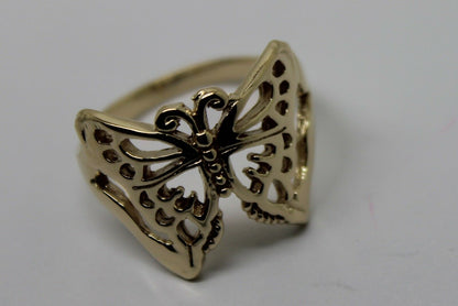 Kaedesigns New Size T Solid 9ct Yellow, Rose or White Gold Filigree Butterfly Ring 236