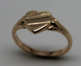 Kaedesigns, New Genuine 9ct Yellow, Rose or White  Gold Small Heart Signet Ring Size H 201