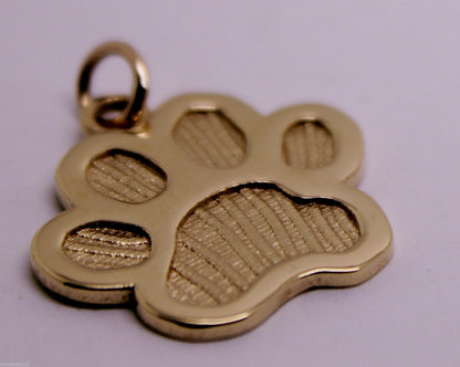 Kaedesigns, Large 9ct Yellow or Rose or White Gold charm Dog Animal PAW Pendant