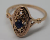 Size Q New Genuine 9ct Yellow, Rose or White Gold Delicate Blue Sapphire Filigree Ring