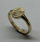 Size M Genuine Full Solid 9ct Yellow, Rose or White Gold Oval Signet Ring Engraved With Two Initials