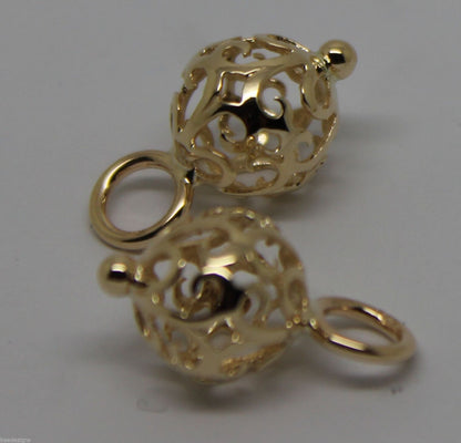 Genuine 9k 9ct Yellow, Rose or White Gold 10mm Filigree Flower Balls Charm Earrings