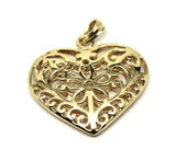 Kaedesigns Genuine 9ct Large Yellow, Rose or White Gold Filigree Flower Double Sided Heart Pendant