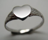 Kaedesigns, Genuine Solid 9ct 9kt 375 White Gold Heart Signet Ring Size S