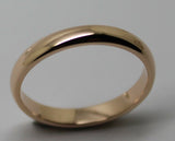 Genuine Custom Made Solid 9ct 9kt Yellow, Rose or White Gold 3mm Wedding Band Size M