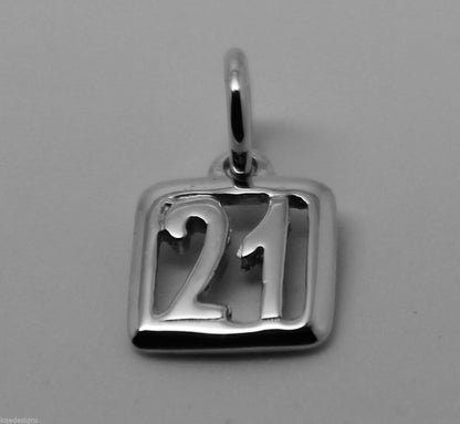 Kaedesigns Genuine 925 Sterling Silver Square shaped 21st Charm or Pendant