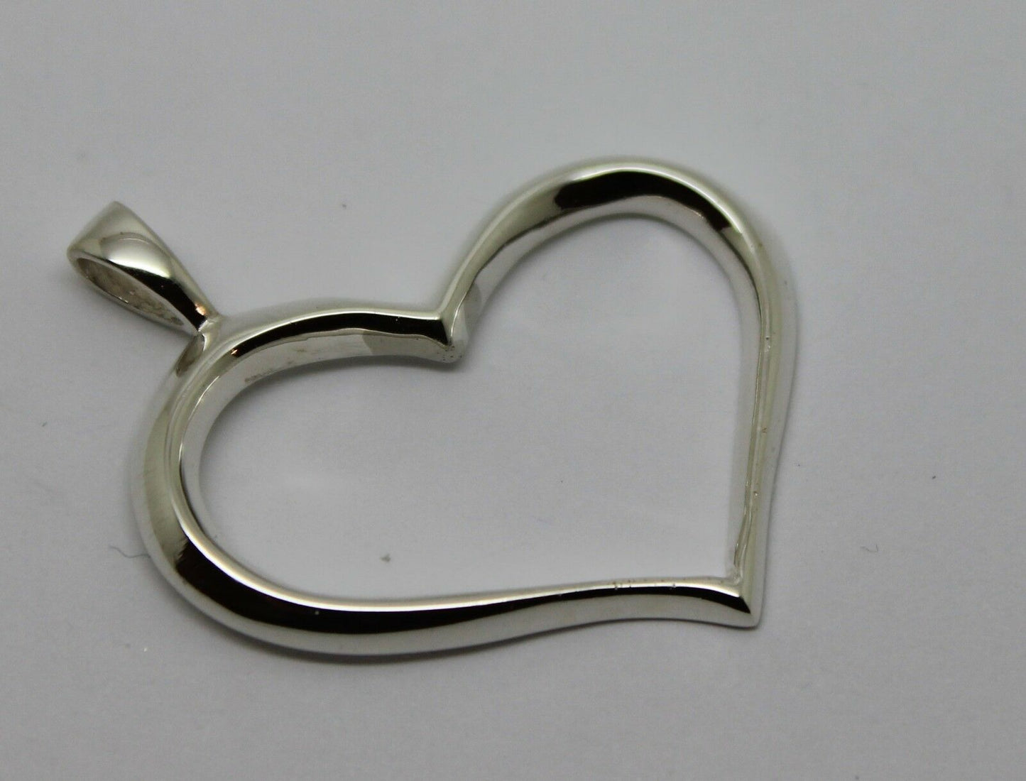 Genuine New Sterling Silver Large Modern Heart Pendant